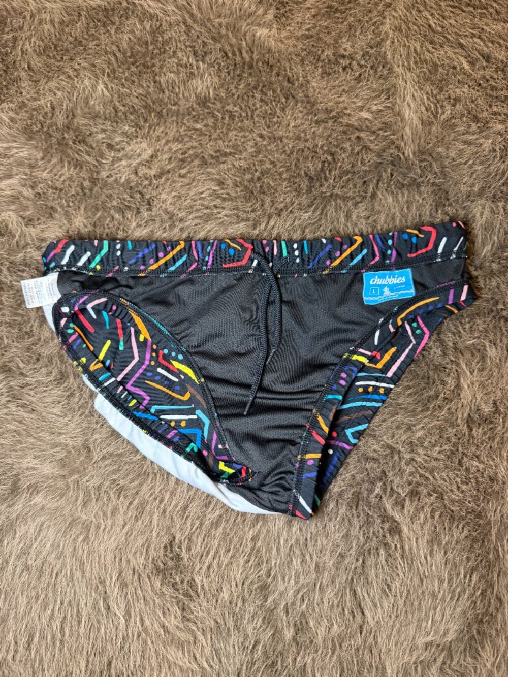 Chubbies Men's Swim Brief Size Large Colorful Geometric Print Beach Pool - Picture 5 of 7